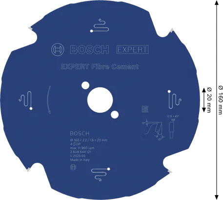 Lame de scie circulaire en fibrociment Bosch EXPERT, 160 mm.