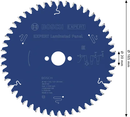 Lame de scie circulaire pour panneaux stratifiés Bosch EXPERT 165 mm.