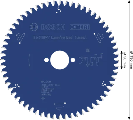Lame de scie circulaire pour panneaux stratifiés Bosch EXPERT, 190 mm.