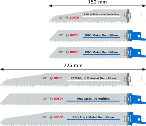 Coffret de 6 lames de démolition Bosch PRO pour métal et multi-matériaux.