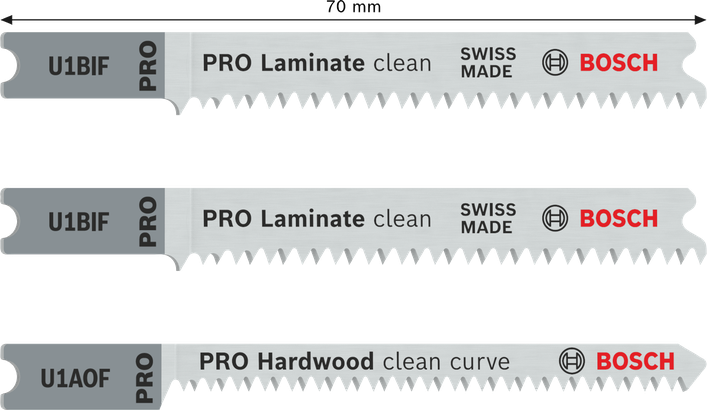 Lames de scie sauteuse à queue en U Bosch PRO Laminate Set, 3 pièces.