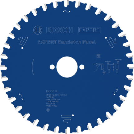 Lame de scie circulaire pour panneaux sandwich Bosch EXPERT 190 mm.