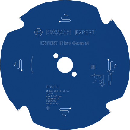 Lame de scie circulaire Bosch EXPERT Fibre Cement, 165 mm.
