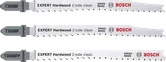 Jeu de 3 lames de scie sauteuse Bosch EXPERT pour bois dur, 2 faces autonettoyantes.