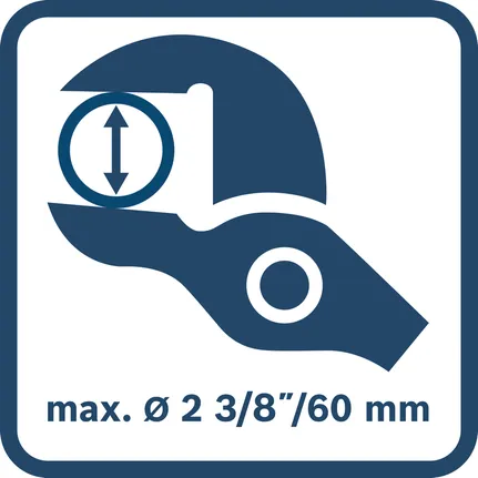 Capacité max 2 3/8 pouces 60 mm.