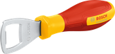 Ouvre-bouteille Bosch avec poignée jaune et rouge.