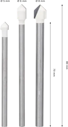 Ensemble de forets en céramique souple Bosch CYL-9, 3 tailles.