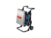 Support de scie Bosch GTA50W avec scie de table en mode transport.