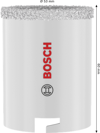Scie cloche Bosch 53 mm pour briques et carreaux souples avec profondeur de 60 mm.