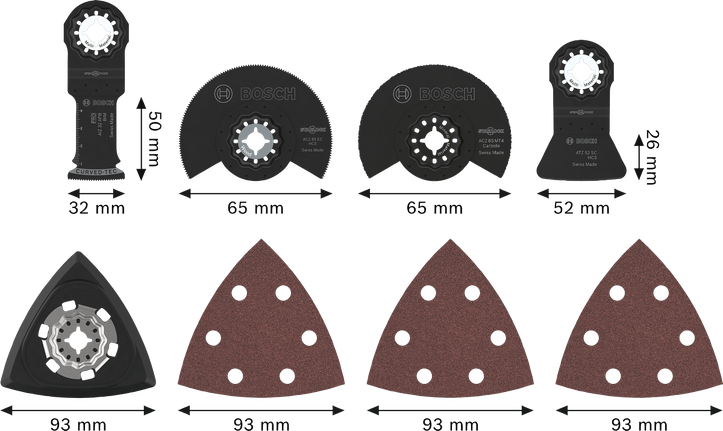 Kit de rénovation Bosch 8 pièces pour la découpe et le ponçage multi-outils.