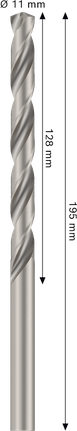 Foret hélicoïdal Bosch PRO Metal HSS-G 11x195 mm.