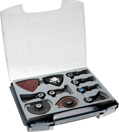 Ensemble d'accessoires multi-outils Bosch Professional dans un coffret.