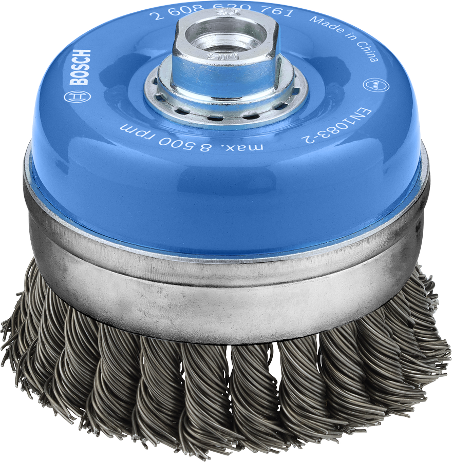 Brosse métallique robuste Bosch 100 mm pour meuleuses d'angle.