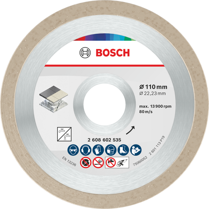 Disque de coupe céramique Bosch 110 mm pour carrelage.
