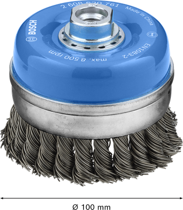 Brosse métallique robuste Bosch 100 mm pour meuleuses d'angle.