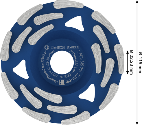 Tête de meulage diamantée pour béton Bosch EXPERT 115 mm.
