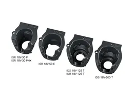 Quatre supports moteur en plastique noir.