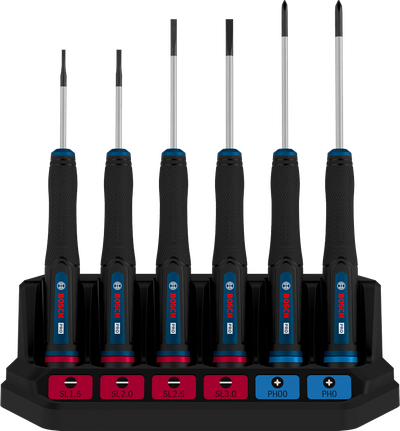 Jeu de tournevis de précision Bosch PRO PH/SL avec système anti-roulis.