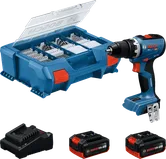 Ensemble perceuse sans fil Bosch GSR 18V-65 avec batteries et chargeur.