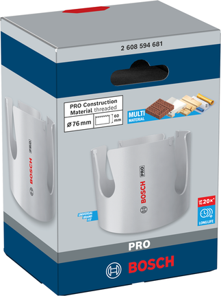 Scie cloche filetée Bosch PRO pour matériaux de construction 76 mm.