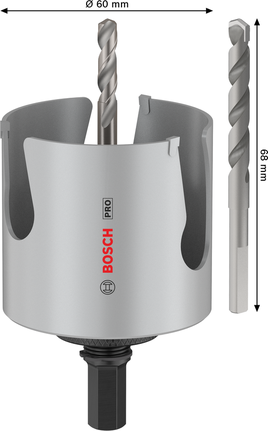 Kit de démarrage de scie cloche filetée Bosch PRO pour matériaux de construction, 68 mm.