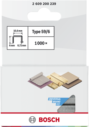 Agrafes Bosch à fil fin type 59/6 pour une compatibilité universelle.