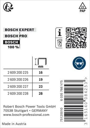 Agrafe Bosch à couronne étroite type 55 revêtue de résine 16 mm.
