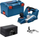 Raboteuse sans fil Bosch GHO18V-20 avec étui et accessoires.
