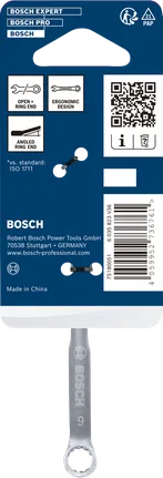 Clé mixte Bosch 6 mm avec extrémités ouvertes et annulaires.