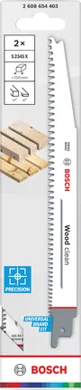 Lames de scie sauteuse Bosch Wood Clean S2345X HCS pour une coupe précise du bois.