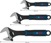 Jeu de clés réglables Bosch 150 200 250 mm, 3 pièces.