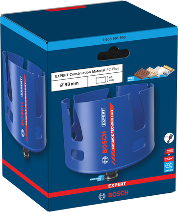 Scie cloche Bosch EXPERT Construction Material Power Change Plus, 98 mm.