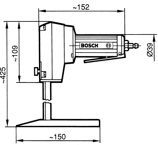 Dimensions du coupeur pneumatique.