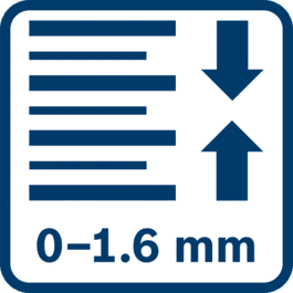 Regolazione di precisione della profondità 0 - 1,6 mm (passi da 0,25 mm per GHO 18V-LI; passi da 0,1 mm per GHO 16-82)