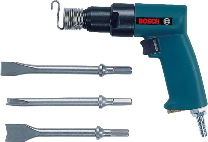 Martello scalpellatore pneumatico Bosch con tre inserti scalpellatori.