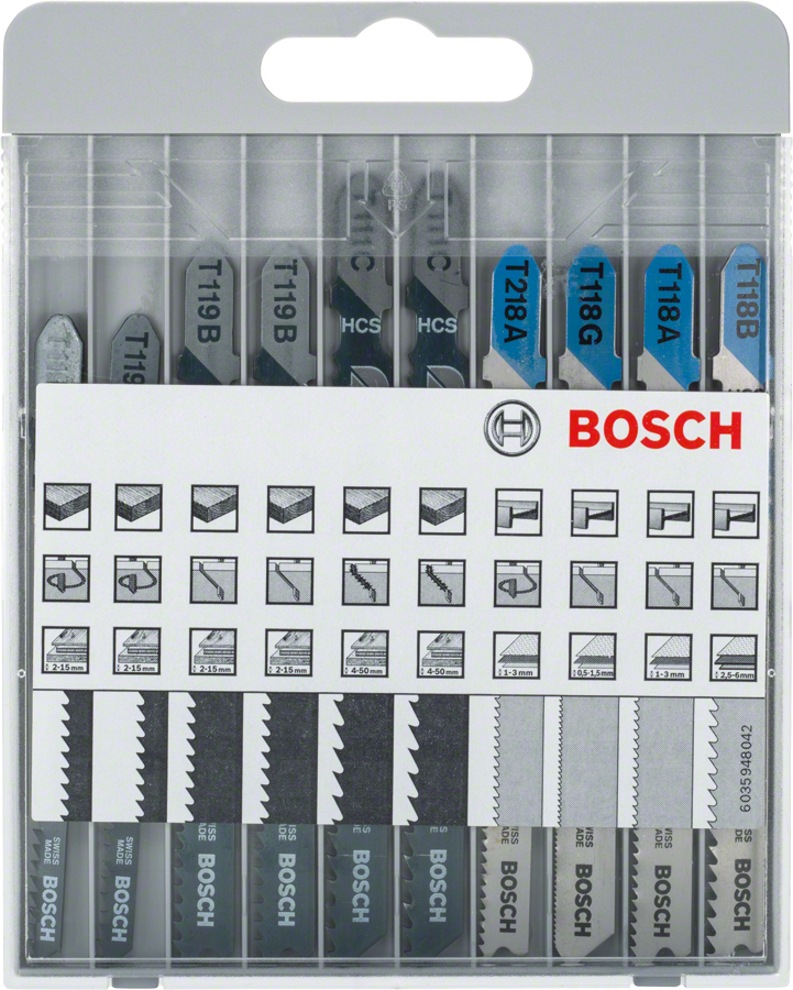 Set di 10 lame per seghetto alternativo Bosch , adatte per metallo e legno.