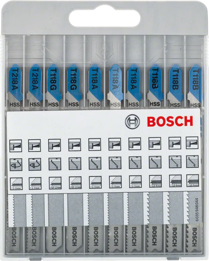 Set di 10 lame per seghetto alternativo Bosch per il taglio del metallo.