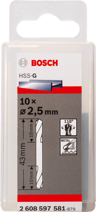 Punte da trapano Bosch a doppia estremità da 2,5 mm.