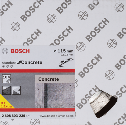 Disco diamantato da taglio standard Bosch per calcestruzzo da 115 mm.