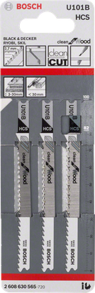 Lame per seghetto alternativo Bosch U 101 B per legno, confezione da 3.