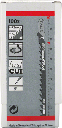 Lame per seghetto alternativo Bosch T244D HCS per tagli rapidi del legno.