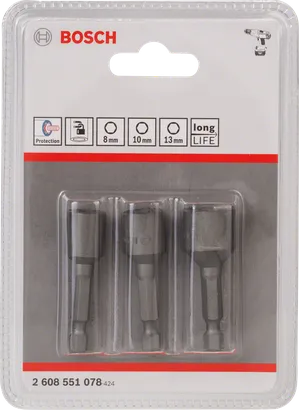 Set di avvitatori a bussola Bosch da 3 pezzi 8/10/13 mm.