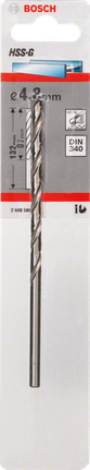 Punta per metallo Bosch HSS-G da 4,8 mm DIN 340.
