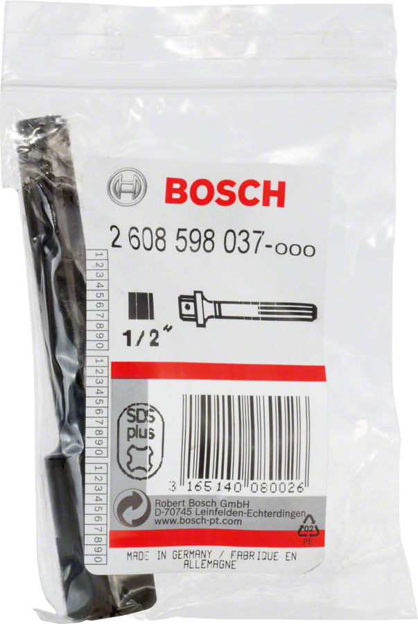 Adattatore Bosch SDS-plus da 1/2 pollice per martelli perforatori.