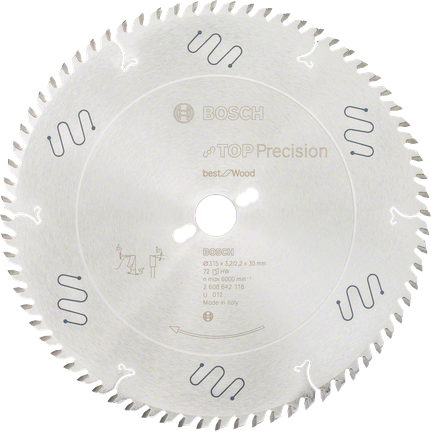 Lama per sega circolare Bosch Top Precision Best for Wood, 72 denti.