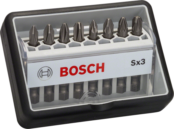 Set di punte per cacciavite Robust Line Extra Hard Bosch da 8 pezzi.