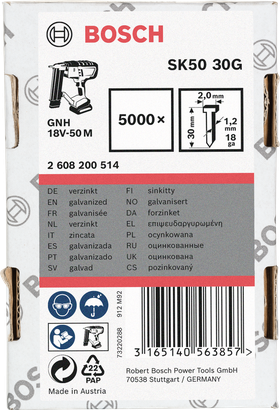 Chiodi zincati Bosch da 30 mm 5000×.