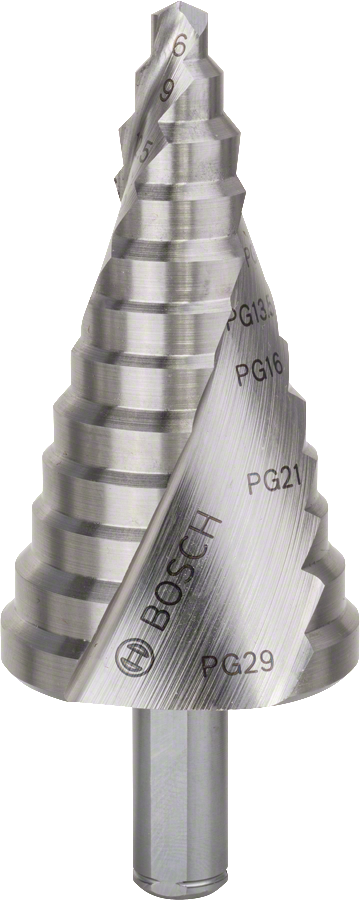 Punta a gradini Bosch HSS 6-37 mm per la foratura del metallo.