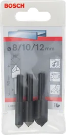 Set di punte svasate Bosch da 3 pezzi, 6–12 mm.