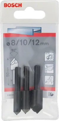Set di punte svasate Bosch da 3 pezzi, 6–12 mm.